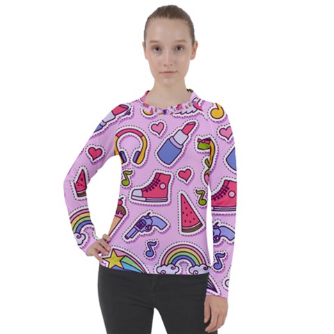 Fashion Patch Set Women s Pique Long Sleeve Tee by Vaneshart