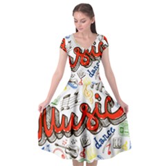 Music-color-elements Cap Sleeve Wrap Front Dress by Vaneshart