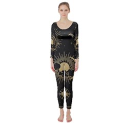 Asian-set-with-clouds-moon-sun-stars-vector-collection-oriental-chinese-japanese-korean-style Long Sleeve Catsuit by Vaneshart