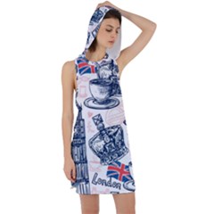 London-seamless-pattern Racer Back Hoodie Dress by Vaneshart