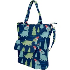 Cute-dinosaurs-animal-seamless-pattern-doodle-dino-winter-theme Shoulder Tote Bag by Vaneshart