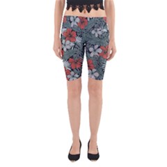 Seamless-floral-pattern-with-tropical-flowers Yoga Cropped Leggings by Vaneshart