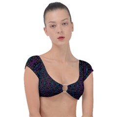 Neon Geometric Seamless Pattern Cap Sleeve Ring Bikini Top by dflcprintsclothing
