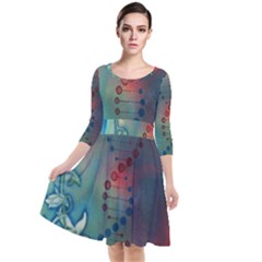 Flower Dna Quarter Sleeve Waist Band Dress by RobLilly