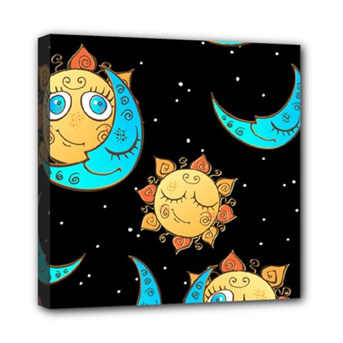 Seamless Pattern With Sun Moon Children Mini Canvas 8  X 8  (stretched) by BangZart