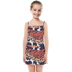 Mixed Animal Skin Print Safari Textures Mix Leopard Zebra Tiger Skins Patterns Luxury Animals Texture Kids  Summer Sun Dress by BangZart