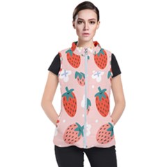 Strawberry Seamless Pattern Women s Puffer Vest by BangZart