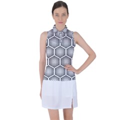 Halftone Tech Hexagons Seamless Pattern Women s Sleeveless Polo Tee by BangZart