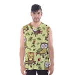 Seamless pattern with flowers owls Men s Basketball Tank Top