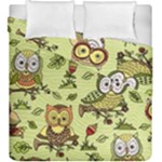 Seamless pattern with flowers owls Duvet Cover Double Side (King Size)