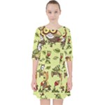 Seamless pattern with flowers owls Pocket Dress