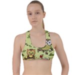 Seamless pattern with flowers owls Criss Cross Racerback Sports Bra