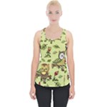 Seamless pattern with flowers owls Piece Up Tank Top