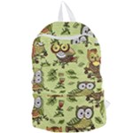 Seamless pattern with flowers owls Foldable Lightweight Backpack