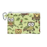 Seamless pattern with flowers owls Canvas Cosmetic Bag (Medium)
