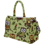 Seamless pattern with flowers owls Duffel Travel Bag