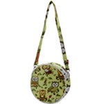 Seamless pattern with flowers owls Crossbody Circle Bag