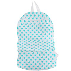 White Light Blue Hearts Pattern, Pastel Sky Blue Color Foldable Lightweight Backpack by Casemiro