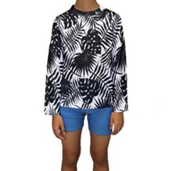 Black And White Tropical Leafs Pattern, Vector Image Kids  Long Sleeve Swimwear by Casemiro
