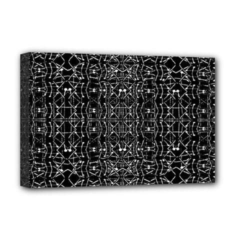 Black And White Ethnic Ornate Pattern Deluxe Canvas 18  X 12  (stretched) by dflcprintsclothing