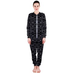 Black And White Ethnic Ornate Pattern Onepiece Jumpsuit (ladies)  by dflcprintsclothing