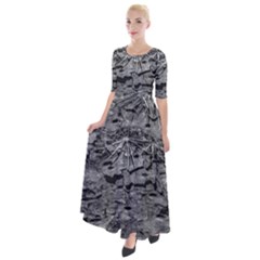 Black And White Texture Print Half Sleeves Maxi Dress by dflcprintsclothing