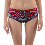 Red Mandala Reversible Mid-Waist Bikini Bottoms