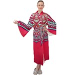 Red Mandala Maxi Velour Kimono