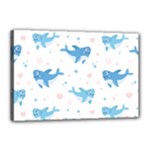 Seamless pattern with cute sharks hearts Canvas 18  x 12  (Stretched)