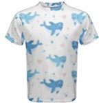 Seamless pattern with cute sharks hearts Men s Cotton Tee