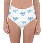 Seamless pattern with cute sharks hearts Reversible High-Waist Bikini Bottoms
