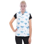 Seamless pattern with cute sharks hearts Women s Button Up Vest