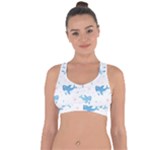 Seamless pattern with cute sharks hearts Cross String Back Sports Bra
