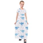 Seamless pattern with cute sharks hearts Kids  Short Sleeve Maxi Dress