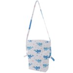 Seamless pattern with cute sharks hearts Folding Shoulder Bag