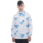Seamless pattern with cute sharks hearts Men s Front Pocket Pullover Windbreaker