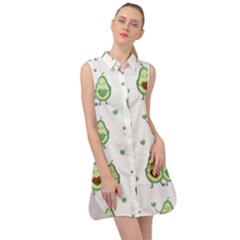Cute Seamless Pattern With Avocado Lovers Sleeveless Shirt Dress by BangZart