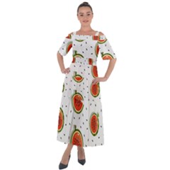 Seamless-background-pattern-with-watermelon-slices Shoulder Straps Boho Maxi Dress  by BangZart