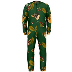 Cute Seamless Pattern Bird With Berries Leaves Onepiece Jumpsuit (men)  by BangZart
