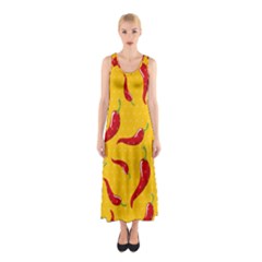Chili Vegetable Pattern Background Sleeveless Maxi Dress by BangZart