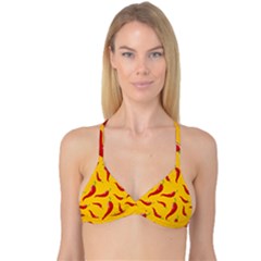 Chili Vegetable Pattern Background Reversible Tri Bikini Top by BangZart