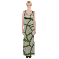 Cartoon Gray Stone Seamless Background Texture Pattern Green Thigh Split Maxi Dress