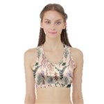 Watercolor floral seamless pattern Sports Bra with Border
