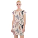 Watercolor floral seamless pattern Cap Sleeve Bodycon Dress