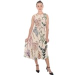 Watercolor floral seamless pattern Midi Tie-Back Chiffon Dress