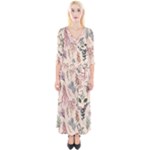 Watercolor floral seamless pattern Quarter Sleeve Wrap Maxi Dress