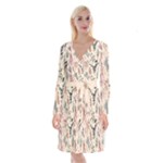 Watercolor floral seamless pattern Long Sleeve Velvet Front Wrap Dress