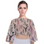 Watercolor floral seamless pattern Tie Back Butterfly Sleeve Chiffon Top