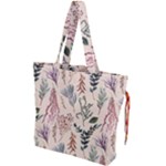 Watercolor floral seamless pattern Drawstring Tote Bag