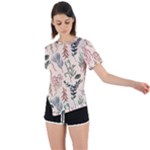 Watercolor floral seamless pattern Asymmetrical Short Sleeve Sports Tee